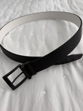 Nike Men's Black Textured Belt with Matte Black Buckle